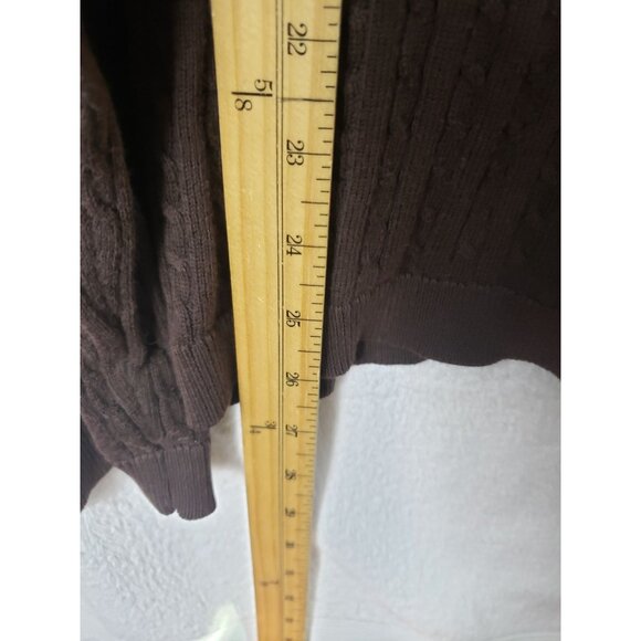 Mendocino Womens V-Neck Cable Knit  Cardigan Sweater 100% Cotton Brown  Xlarge - Picture 6 of 8